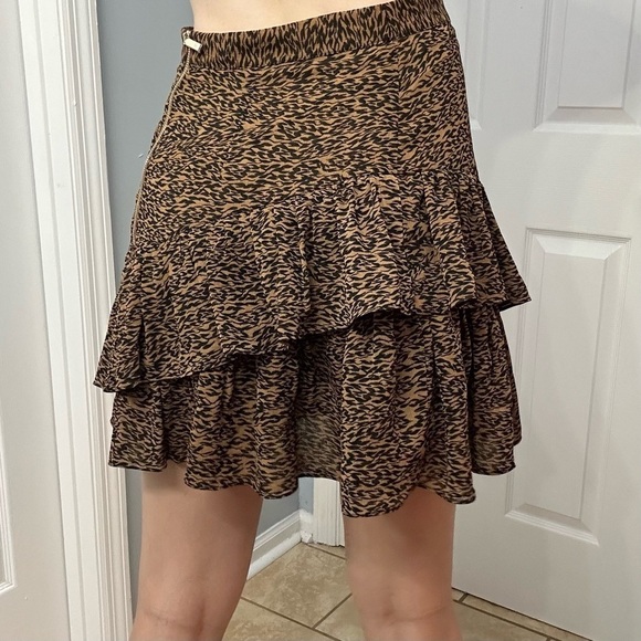 Ted Baker London Skirt Asymmetric Ruffle Brown Dainty Size UK 4 12 Large New - Picture 2 of 8
